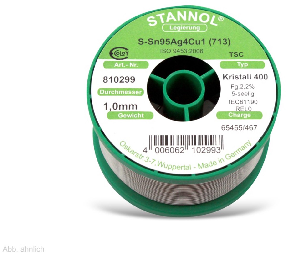 Stannol Ecology TS Loddetin, blyfri Spole Sn95,5Ag3,8Cu0,7 REL0 100 g 1 mm