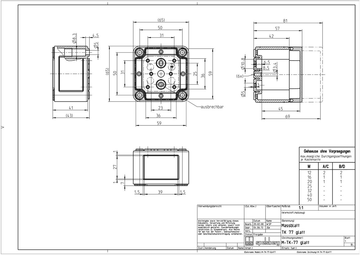 Spelsberg TK PS 77-8-o 11090101 Universalkabinet 65 x 65 x 81 Plastic Grå 1 stk