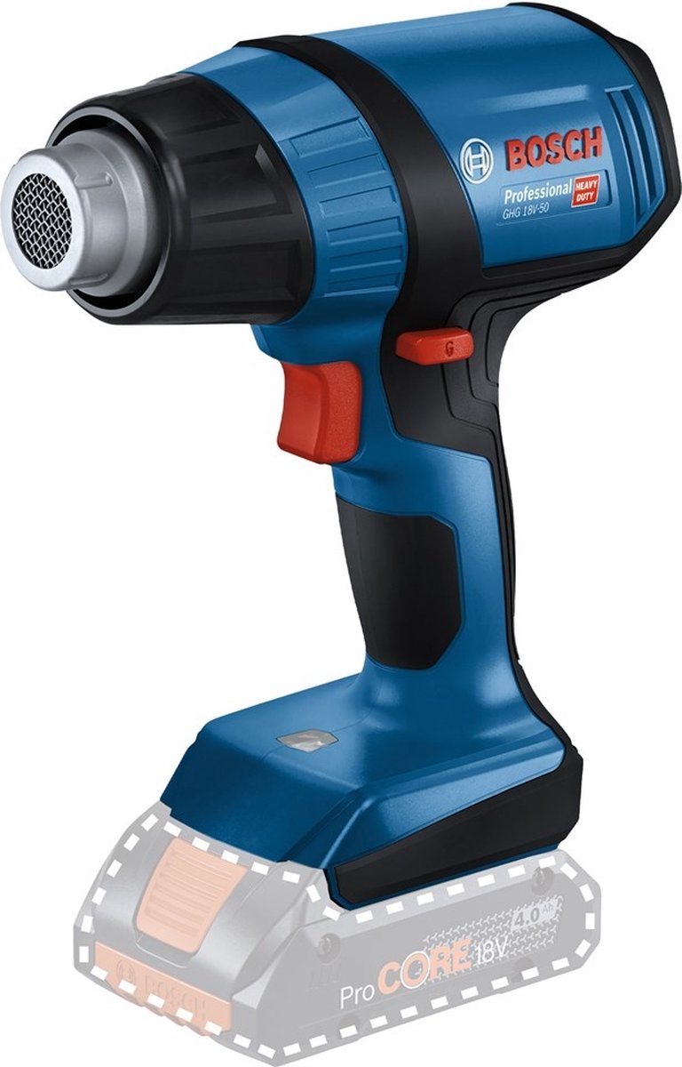 Bosch Professional 06012A6501 GHG 18V-50 solo Varmluftsblæser uden batteri, uden oplader, Kuffert