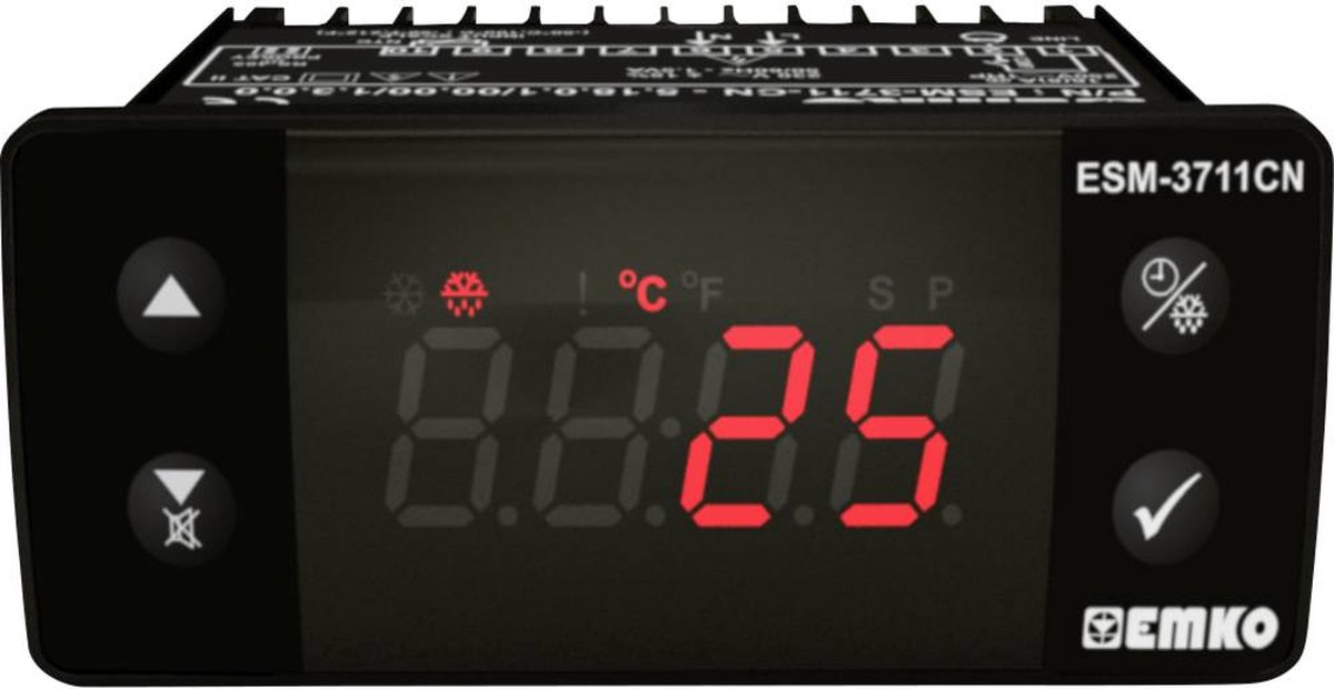 Emko ESM-3711-CN.8.18.0.1/00.00/1.0.0.0 2-punkts-regulering Temperaturregulator NTC -50 til 100 °C Relæ 16 A (L x B x H) 65 x 76 x 35 mm