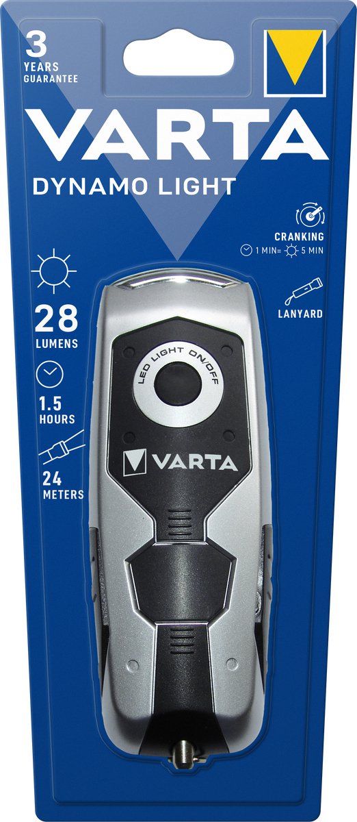 Varta Dynamo Light 17680101401 LED (RGB) Lommelygte dynamodrev 28 lm 1 h 150 g