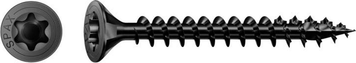 SPAX 1191040450603 Træskrue 4.5 mm 60 mm T-STAR Plus Stål Sort BLAX 100 stk