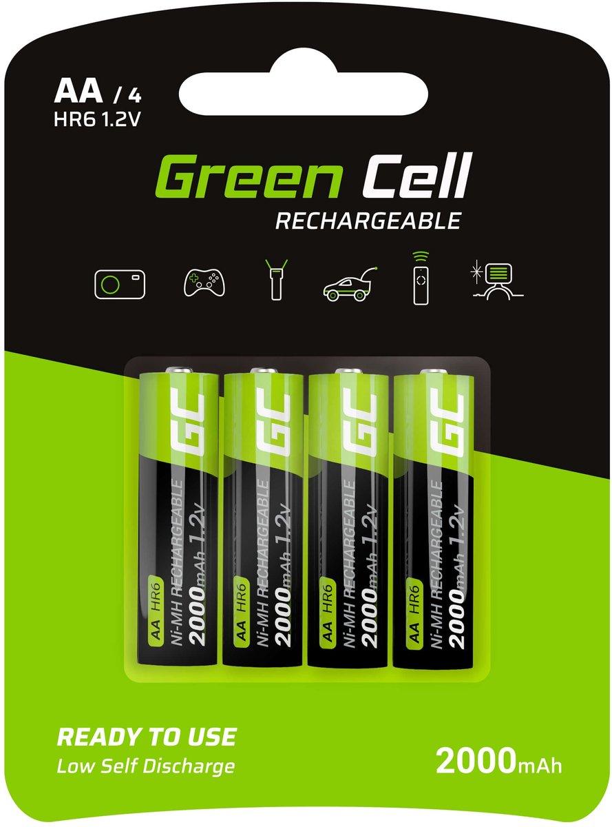 Green Cell HR6 Genopladeligt AA-batteri NiMH 2000 mAh 1.2 V 4 stk