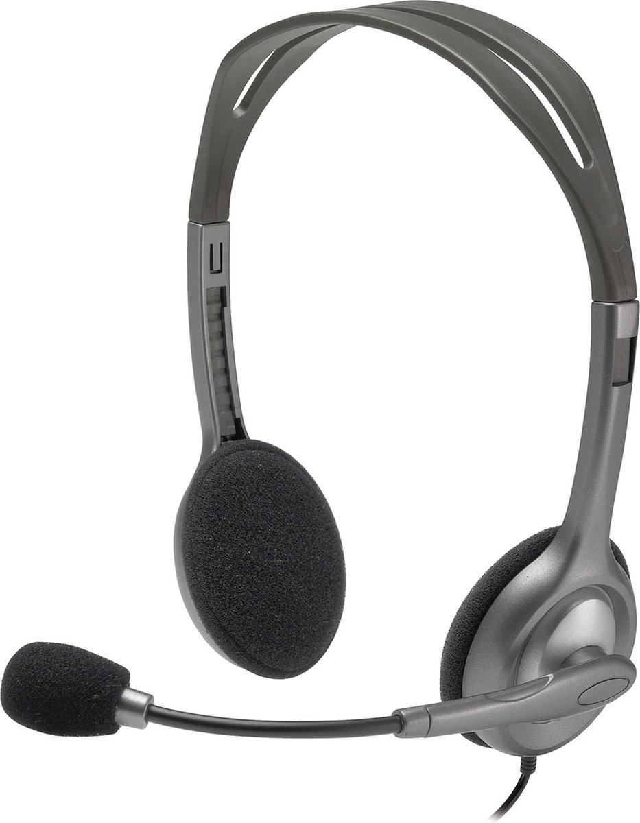 Logitech H110 On Ear-headset kabelbundet Computer Stereo Grå Mikrofon-støjreduktion
