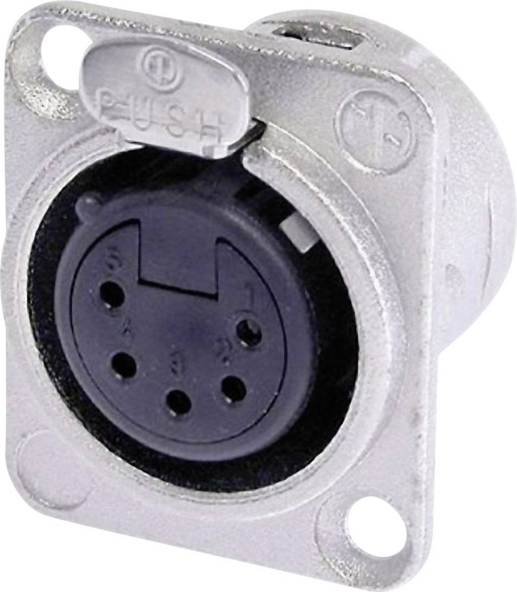 Neutrik NC5FD-L-1 XLR-stik Flangetilslutning, kontakter lige Poltal: 5 Sølv 1 stk