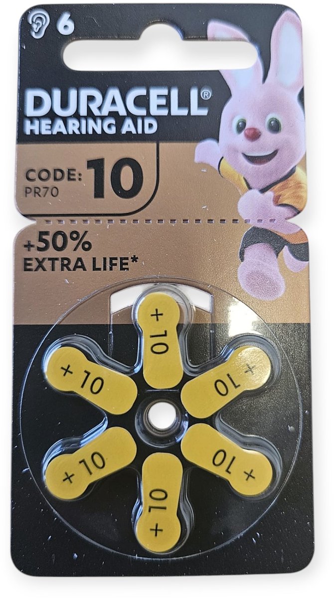 Duracell Høreapparatbatteri ZA 10 1.45 V 6 stk 100 mAh Zink-luft