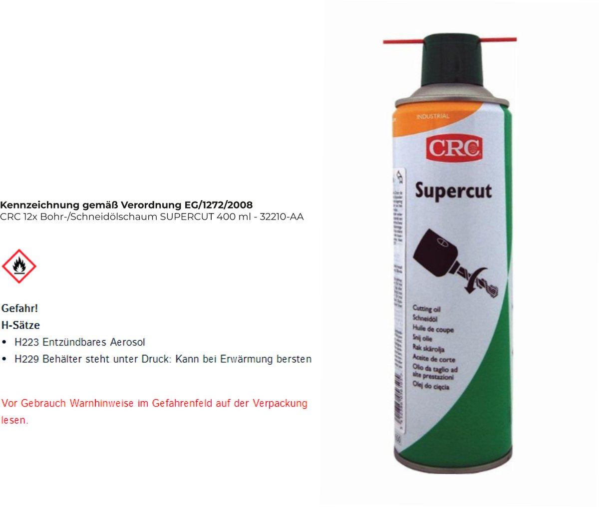 CRC Supercut 32210-AA Bore- og skæreolie 400 ml