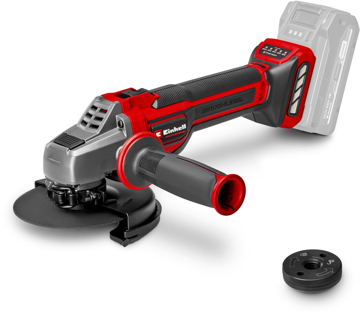 Einhell Professional TP-AG 18/125 CE Q Li - Solo Power X-Change Professional 4431155 Batteri-vinkelsliber 125 mm uden batteri, uden oplader, Inkl.