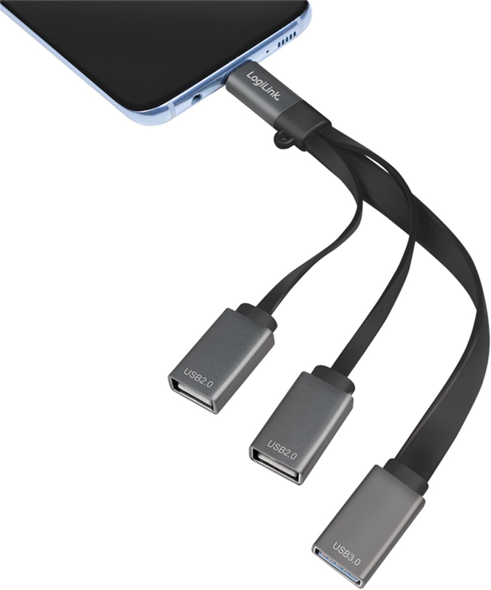 LogiLink UA0315 USB-hub 3 porte USB-A USB 3.1 Gen1 5 GBit/s med USB-C-stik Sort, Grå UA0315