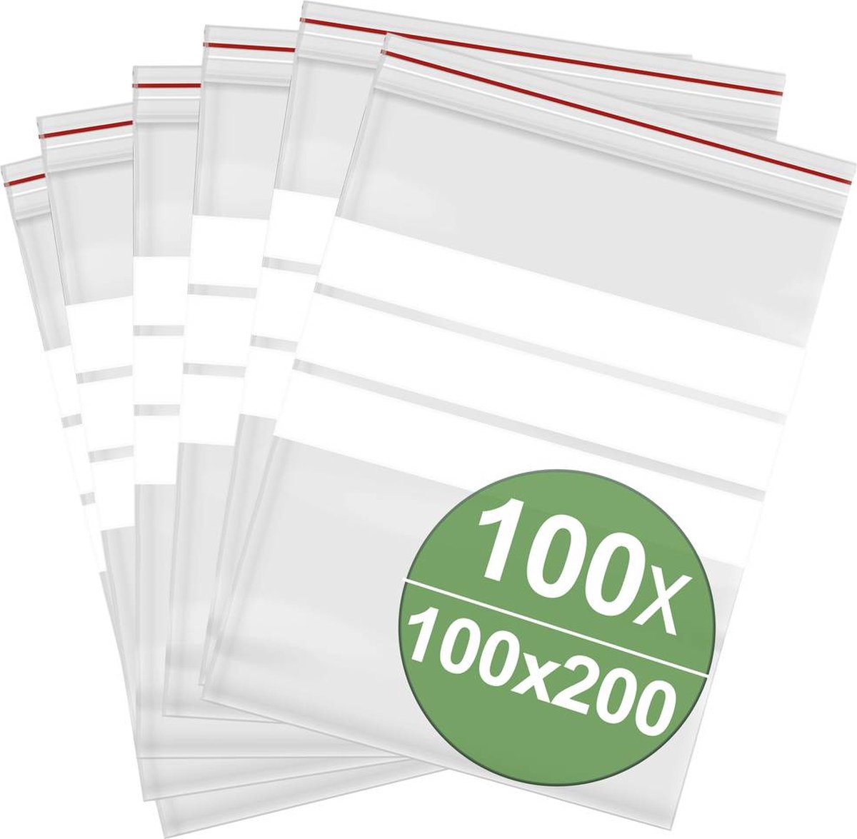Tryklukningspose med tekstlabels (B x H) 100 mm x 200 mm Transparent Polyethylen 100 stk