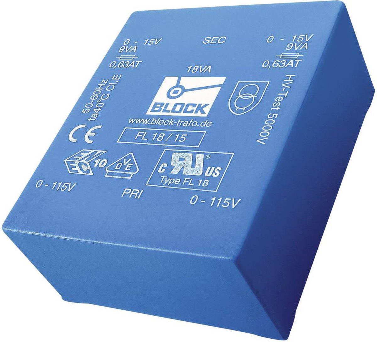 BLOCK FL 6/6 Printtransformator 2 x 115 V 2 x 6 V/AC 6 VA 500 mA