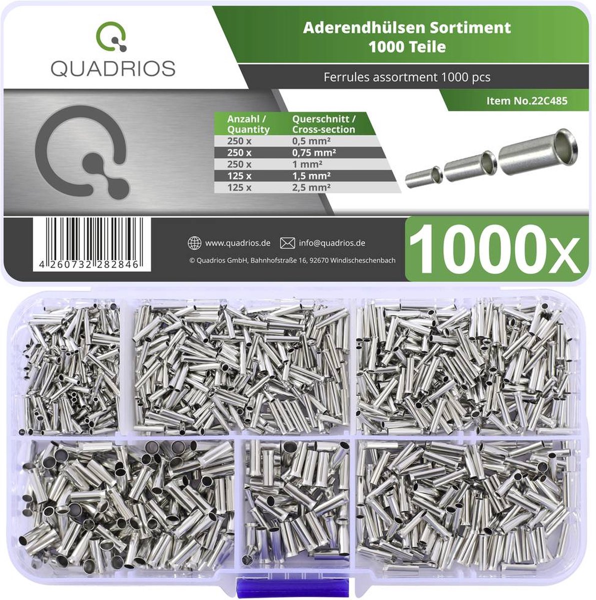 Quadrios 22C485 Kabelsko-sortiment Uisoleret 1000 stk Box