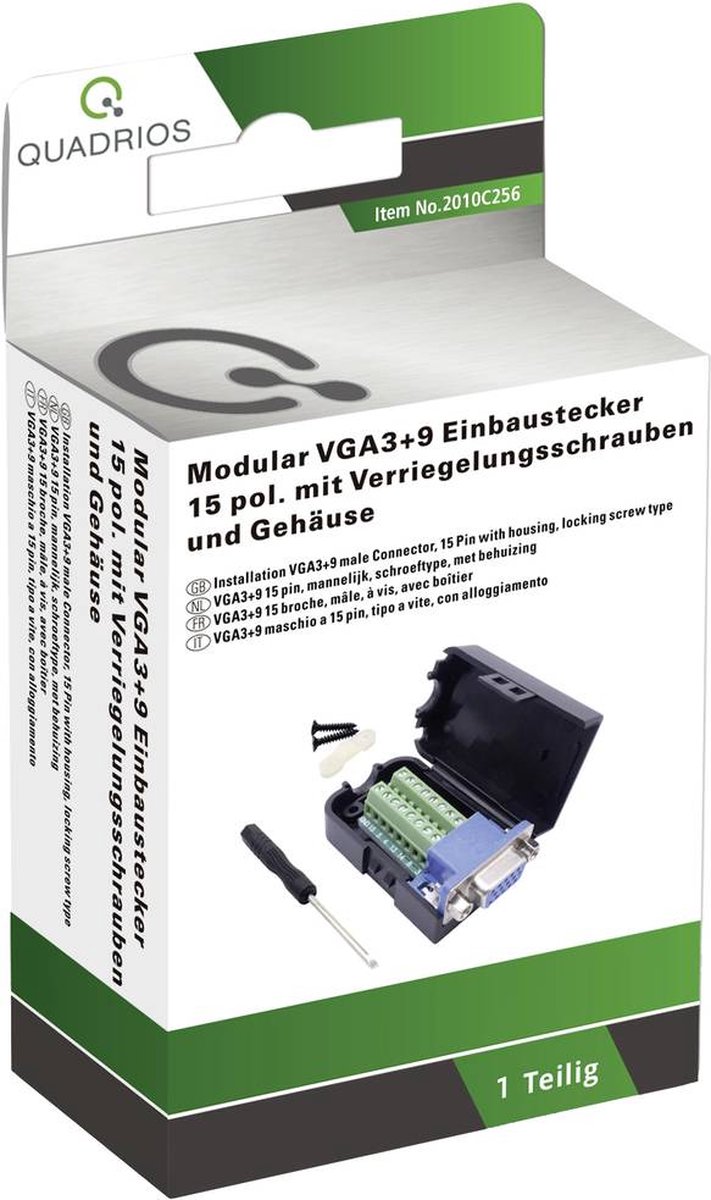 Quadrios 2010C256 VGA-stik Stik, lige Poltal: 15 Sort 1 Set