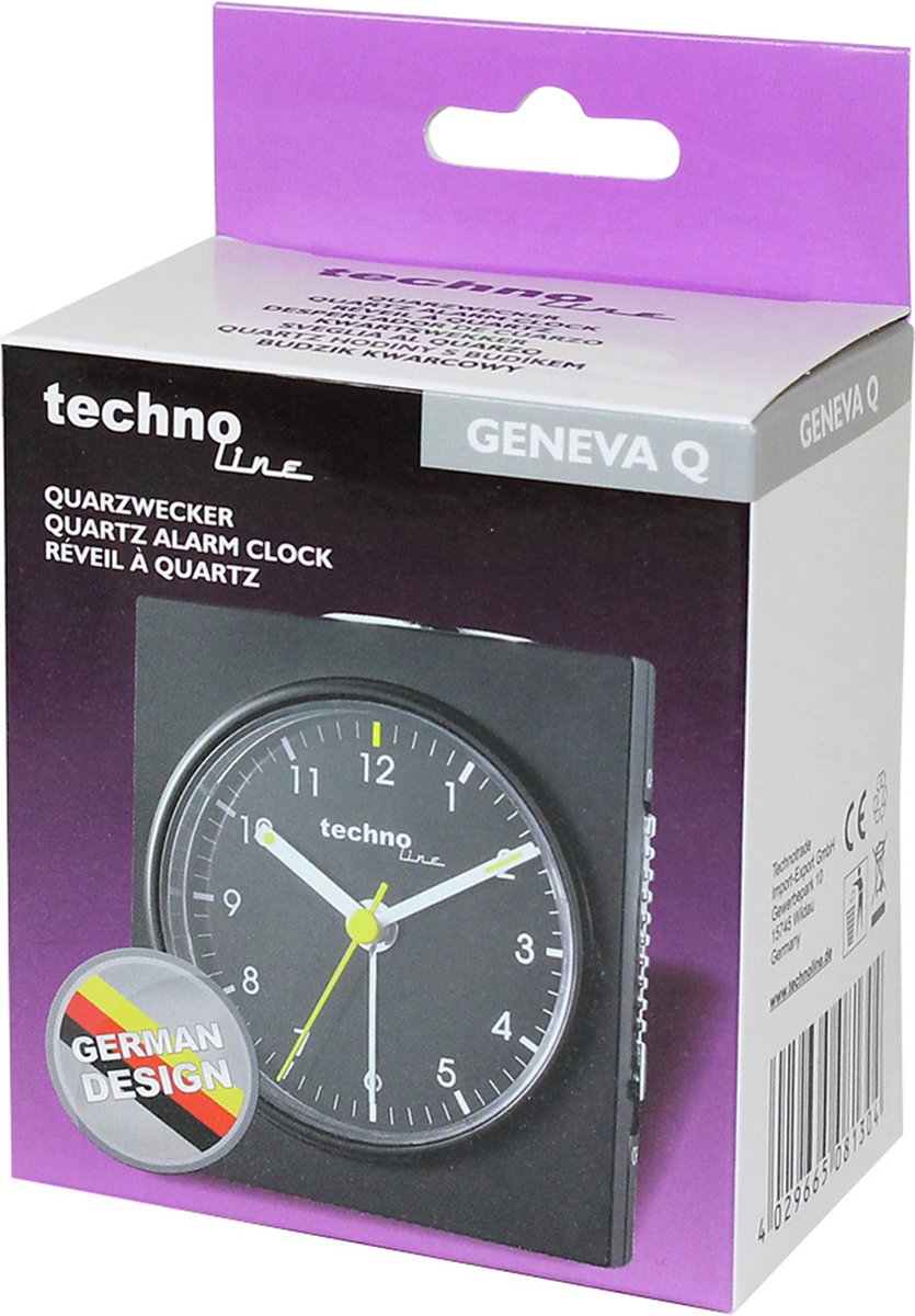 Techno Line Model Q schwarz Quarz Vækkeur Sort (mat) Alarmtider 1