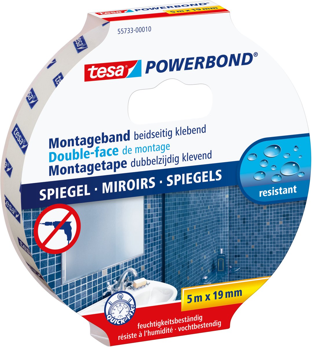 tesa MIRROR 55733-00010-04 Monteringsbånd tesa® Powerbond Hvid (L x B) 5 m x 19 mm 1 stk