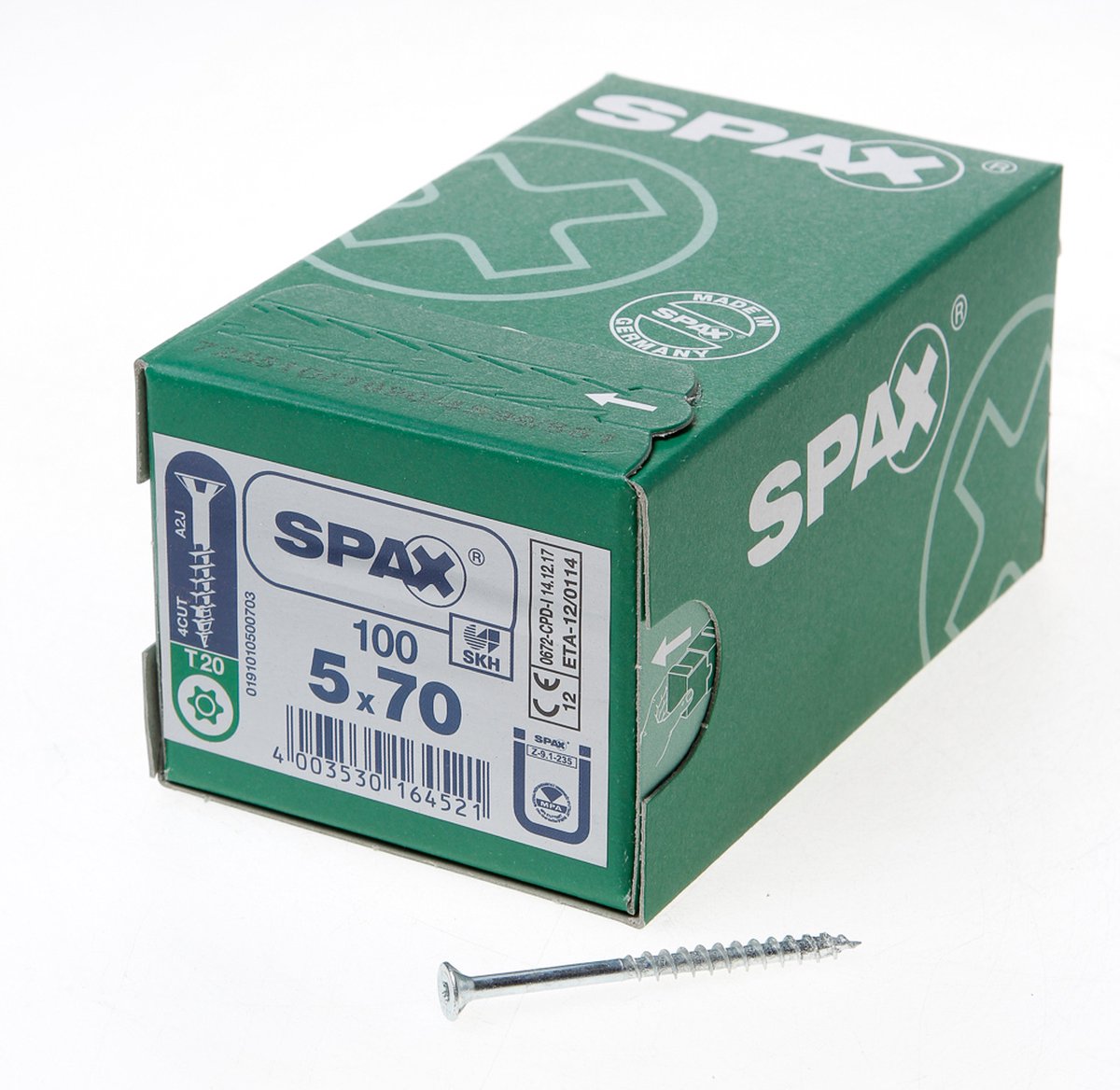 SPAX 0191010500703 R 88091 Senkkopf/T-STAR TG Træskrue 5 mm 70 mm T-STAR Plus Stål WIROX 100 stk