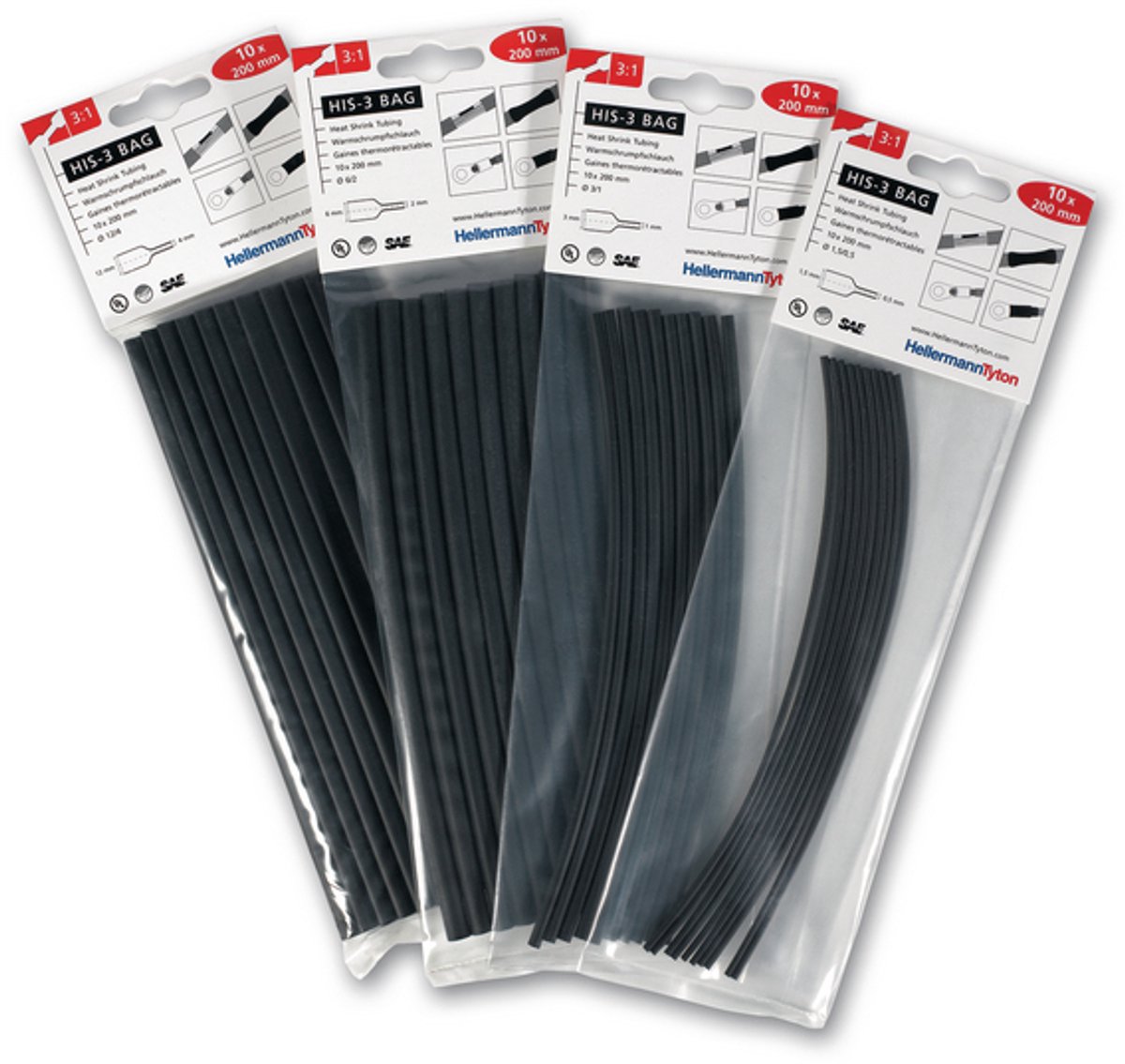 HellermannTyton 308-30611 Krympeslangesortiment Rød 6 mm 2 mm Krympningshastighed:3:1 10 stk