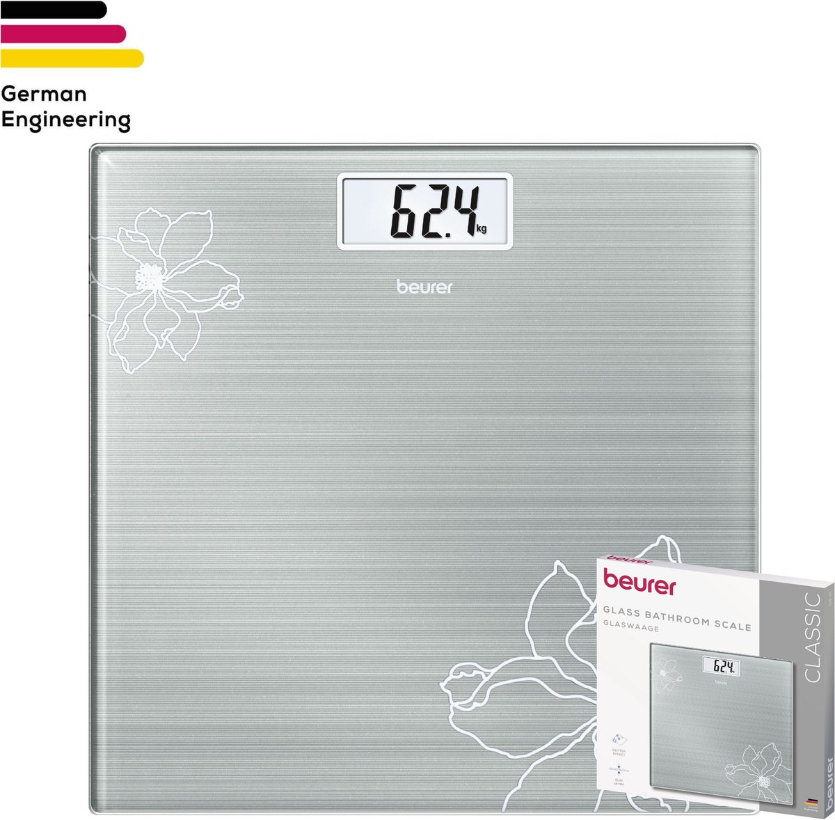 Beurer GS 10 Personvægte 756.30 digital Vejeområde=180 kg Rustfrit stål