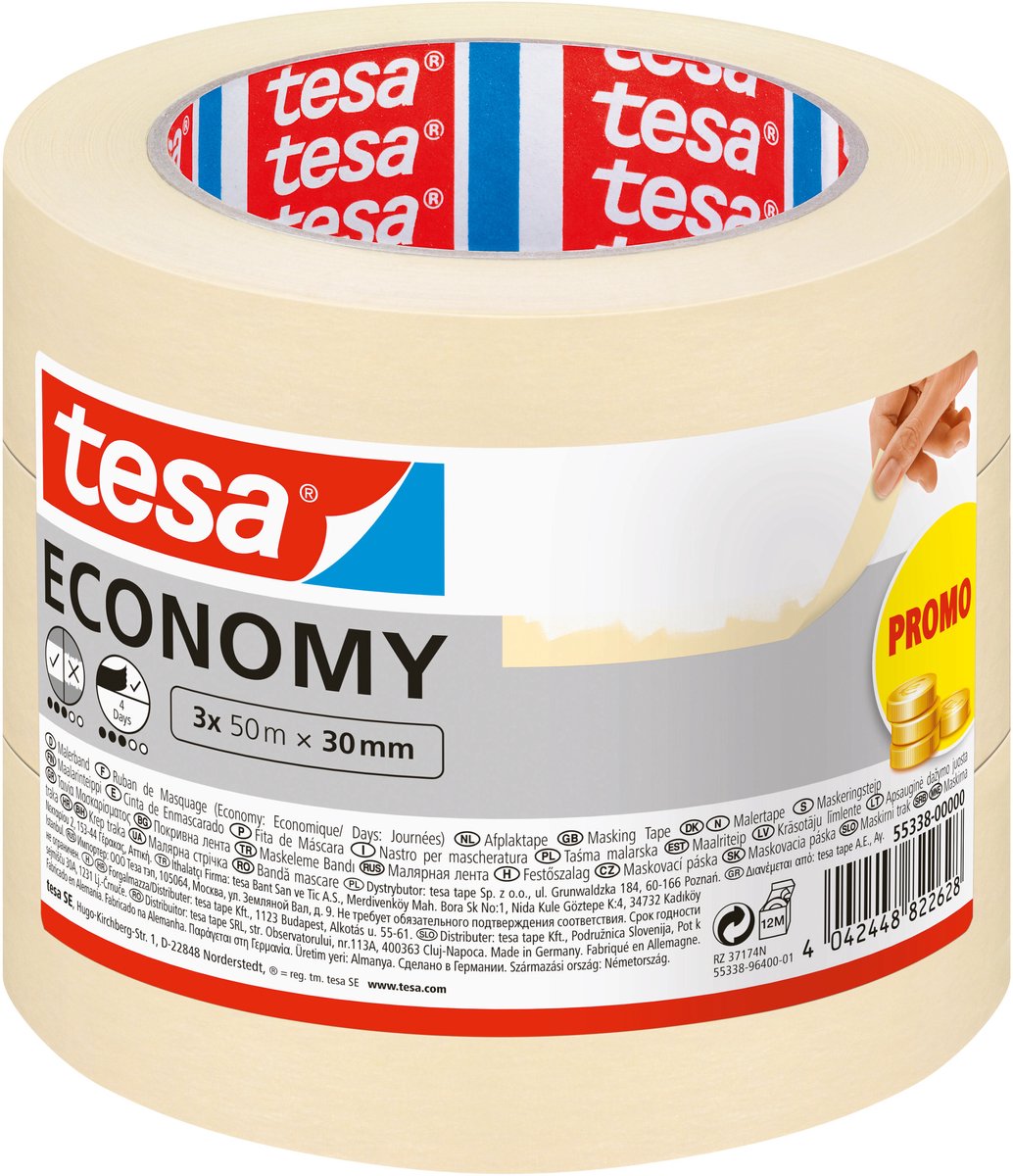 tesa UNIVERSAL 55338-00000-15 Crepebånd Beige (L x B) 50 m x 30 mm 3 stk