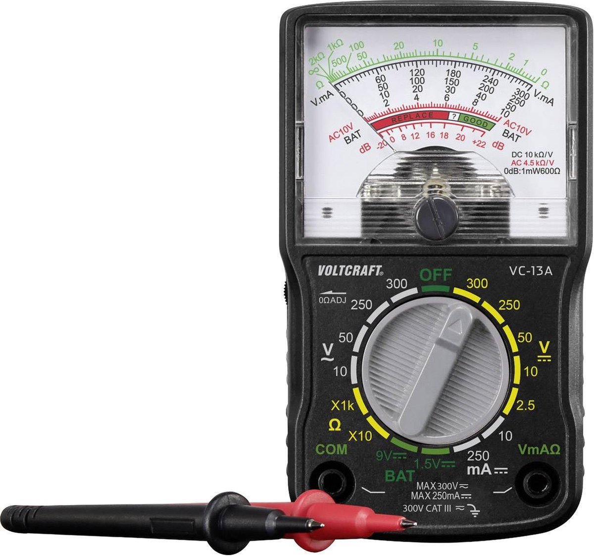 VOLTCRAFT VC-13A Hånd-multimeter Analog CAT III 300 V