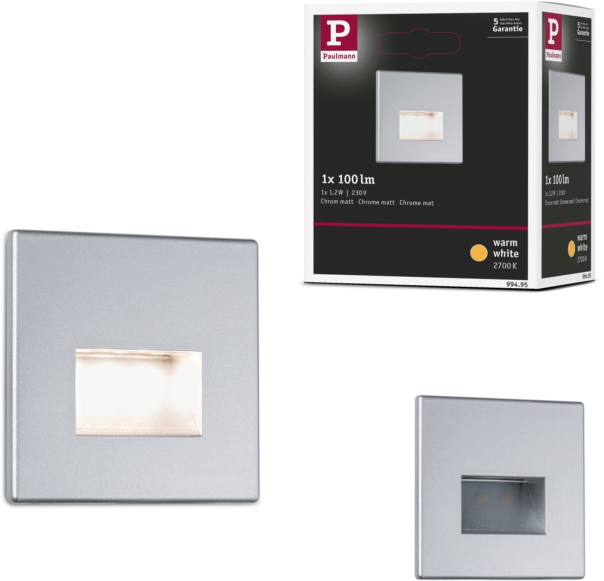 Paulmann 99495 Edge LED-indbygningslys LED (RGB) LED indbygget 1.1 W Krom (mat)
