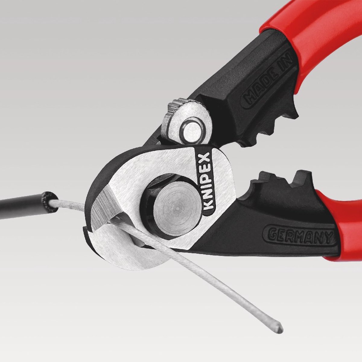 Knipex 95 62 190 Stålwiresaks Passer til Aluminiums- og kobberkabel, enkelt- og flerledet, Mellemhårde stålwirer 7 mm 10 mm² 7