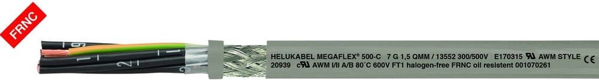 HELU MEGAFLEX® 500-C Styreledning 7 G 0.75 mm² Grå 13523 Metervare