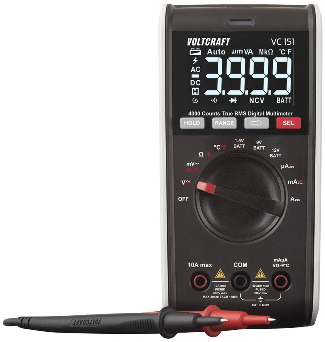 VOLTCRAFT VC151 Hånd-multimeter digital CAT III 600 V Visning (counts): 4000