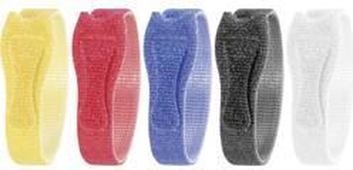 TOOLCRAFT KL12X200BC Burrebåndkabelbinder til samling Burrebånd statisk loop del (L x B) 200 mm x 12 mm Hvid, Sort, Blå , Rød, Gul 20 stk