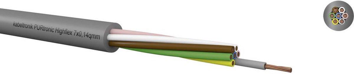 Kabeltronik PURtronic Highflex Styreledning 8 x 0.14 mm² Grå 212081400-1 Metervare