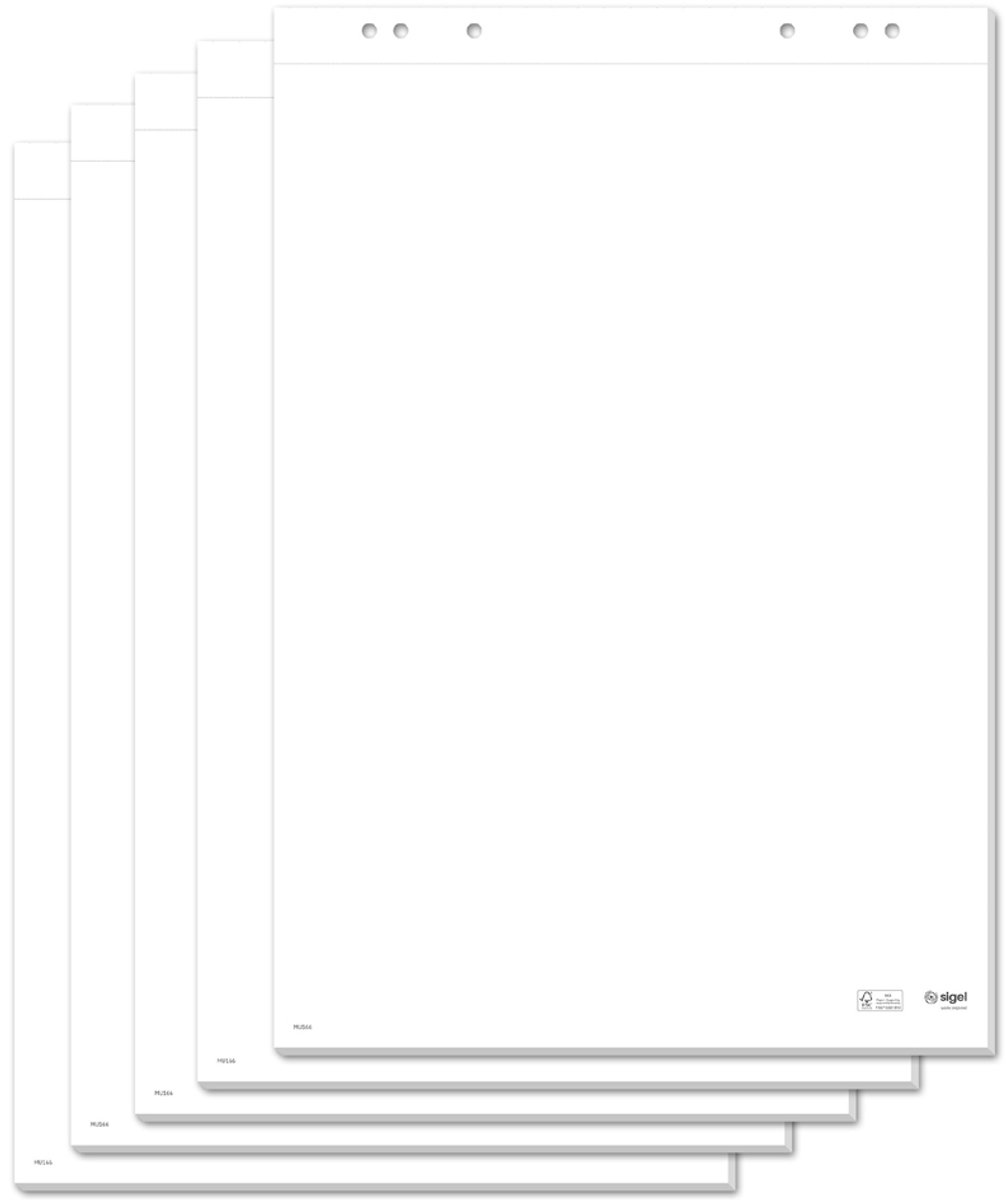 Sigel MU166 Flipchartblok Antal blade: 100 blanko 68 cm x 98 cm Hvid