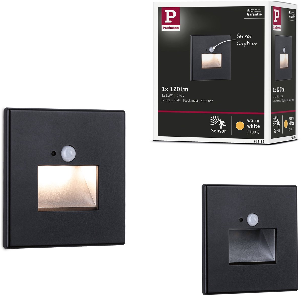 Paulmann 93135 LED-væglampe til indbygning LED (RGB) LED indbygget 1.2 W Sort