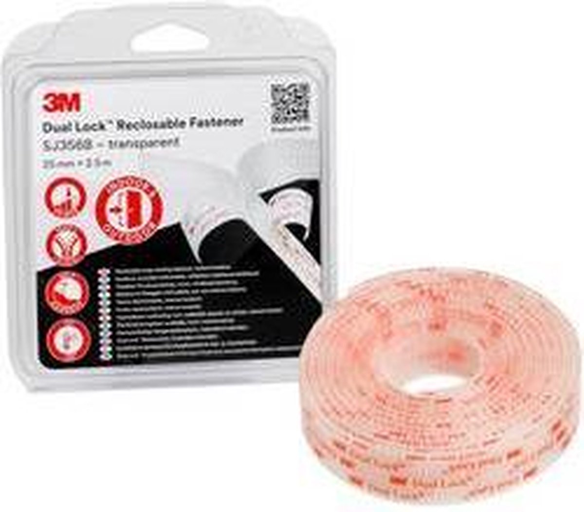 3M Dual Lock Burrebånd til fastlimning (L x B) 2.5 m x 25 mm Transparent 1 stk