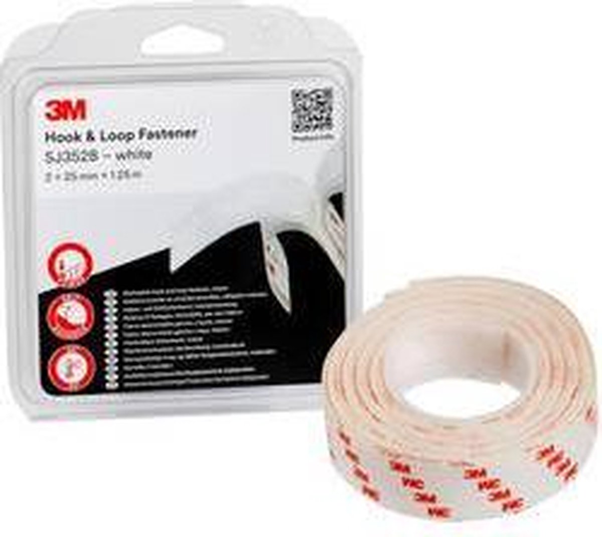 3M SJ352B Burrebånd til fastlimning (L x B) 1.25 m x 25 mm Hvid 1 stk