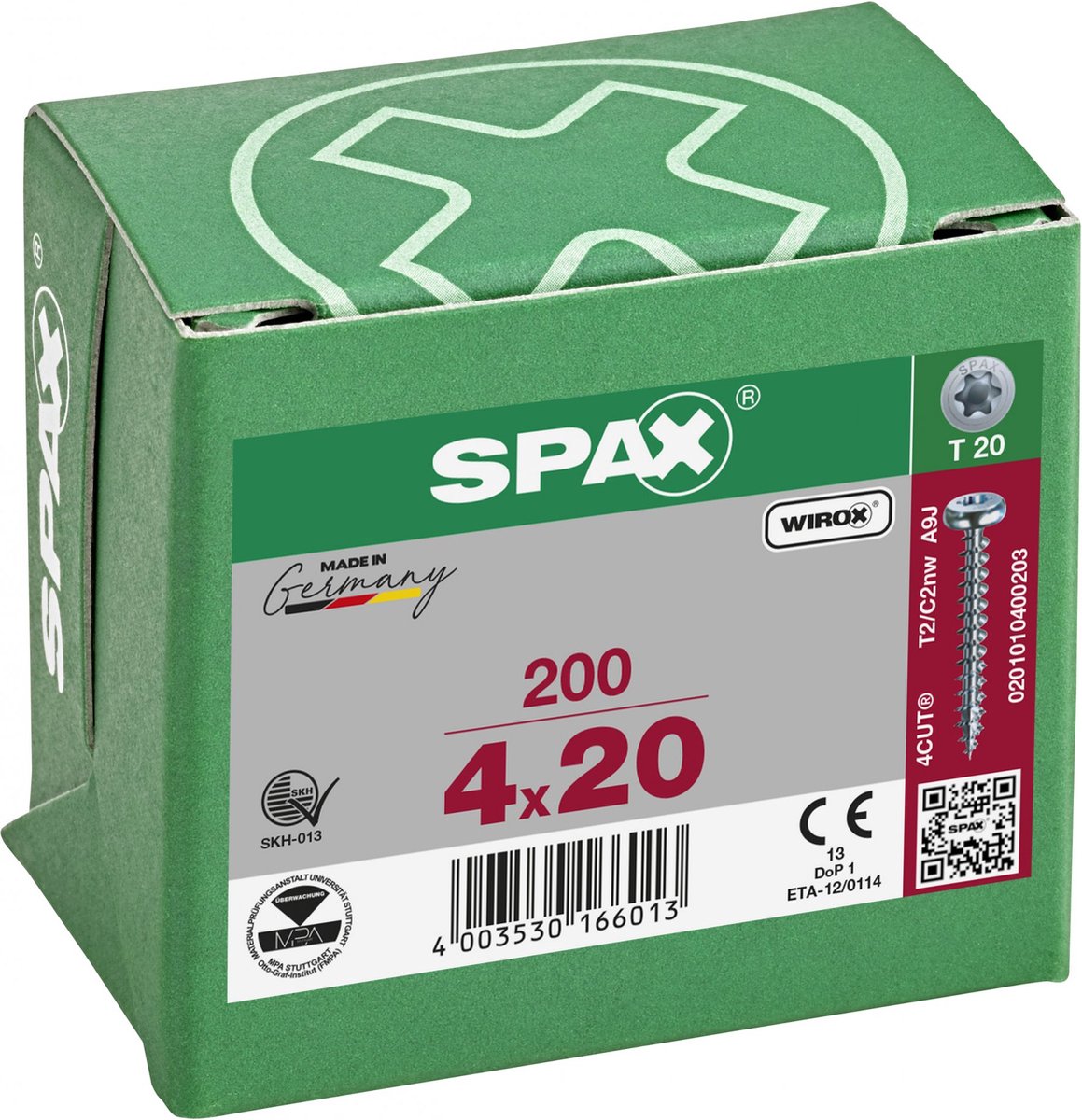 SPAX 0201010400203 Halvrunde skruer 4 mm 20 mm T-STAR Plus Stål 200 stk