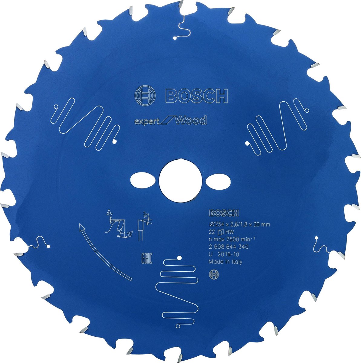 Bosch Accessories Expert for Wood 2608644340 Rundsavblad 254 x 30 x 1.8 mm Antal tænder (per tomme): 22 1 stk