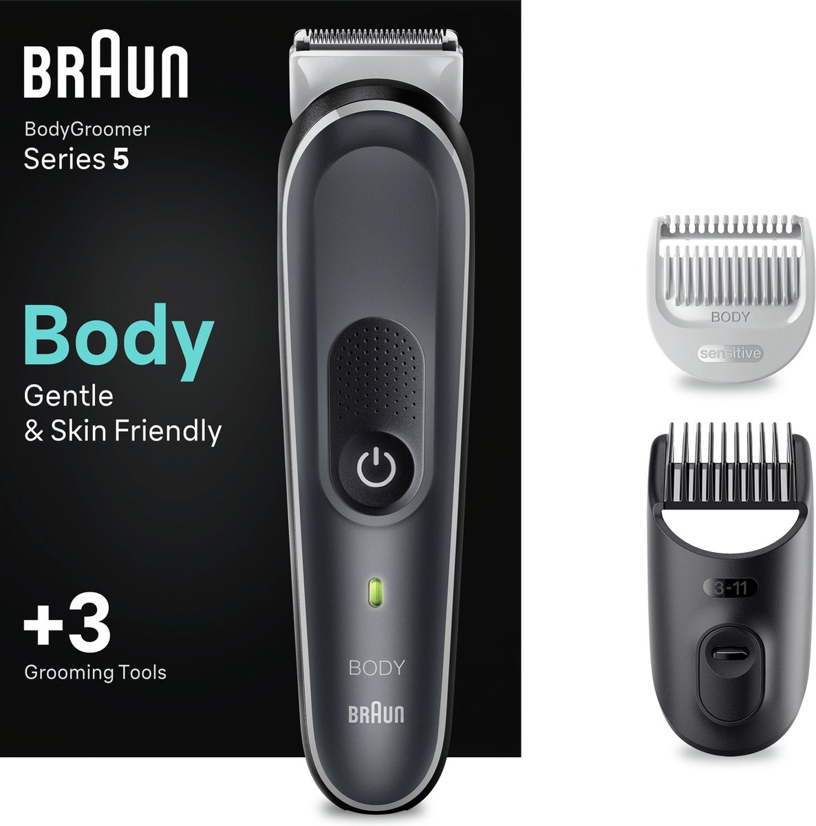 Braun BG5350 Kropshårstrimmer vaskbar Sort