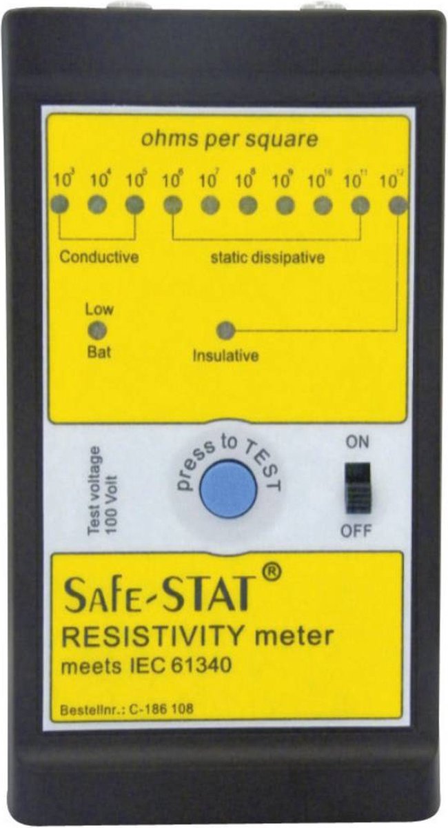 BJZ C-186 108 ESD-testapparat-sæt Overflademodstand, Gennemgangsmodstand, Resistor Inkl. opbevaringstaske