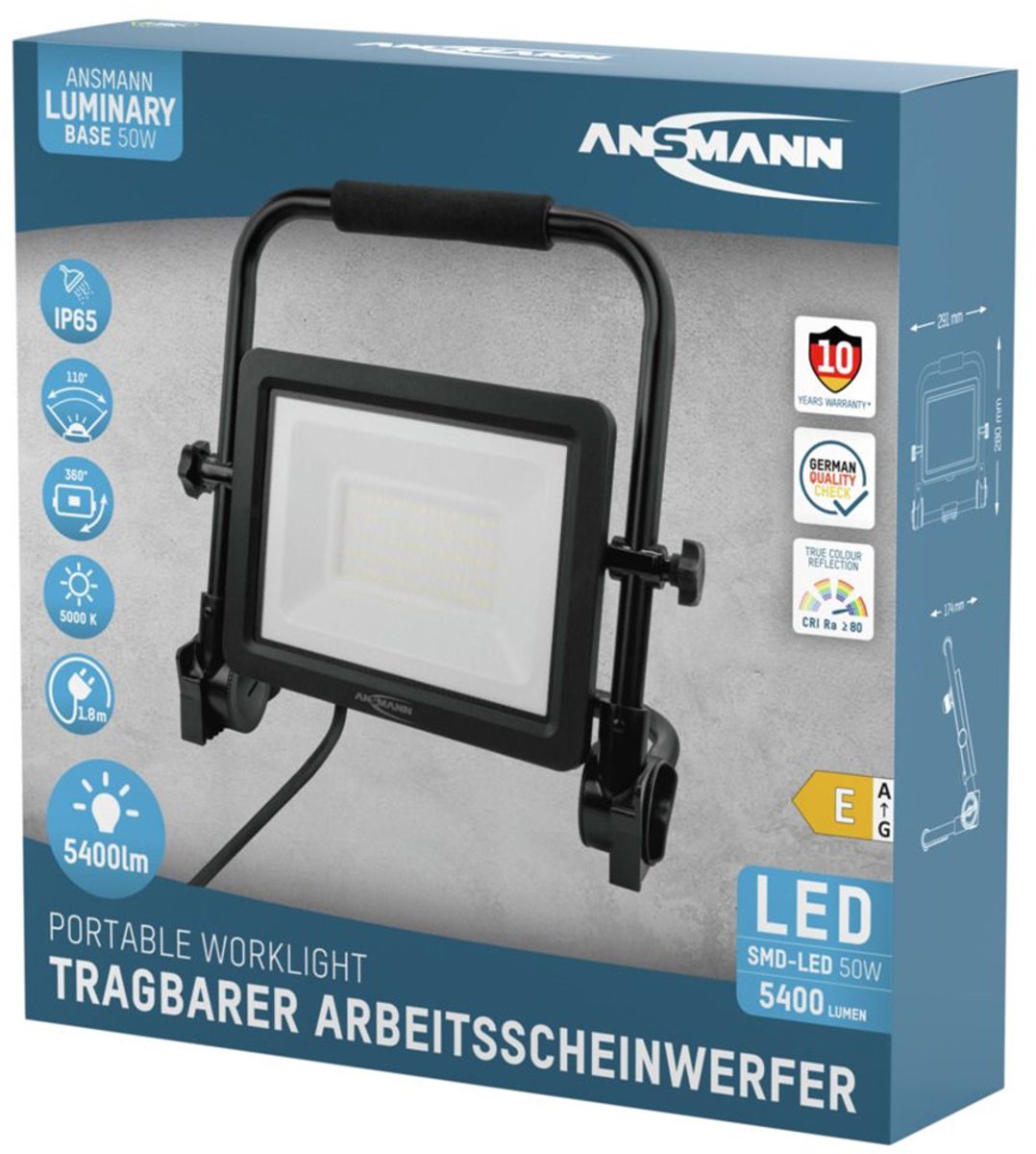 Ansmann FL50W-AC Byggeprojektør EEK E (A - G) 50 W 5400 lm Dagslyshvid 1600-0627