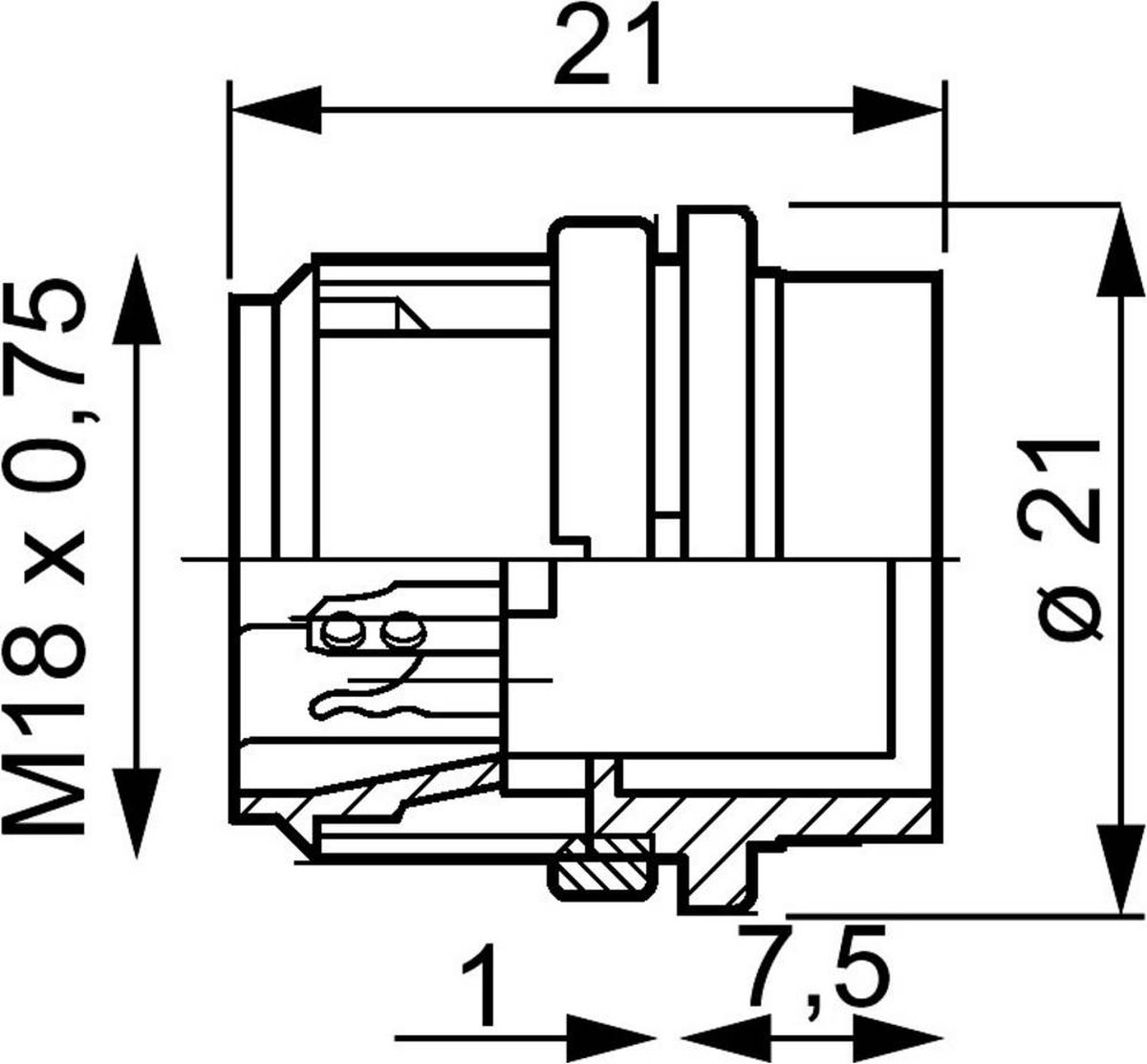 Round connector C091/B Nominal current: 5 A Number of pins: 4 DIN T 3327 000 Amphenol Content: 1 pc(s)