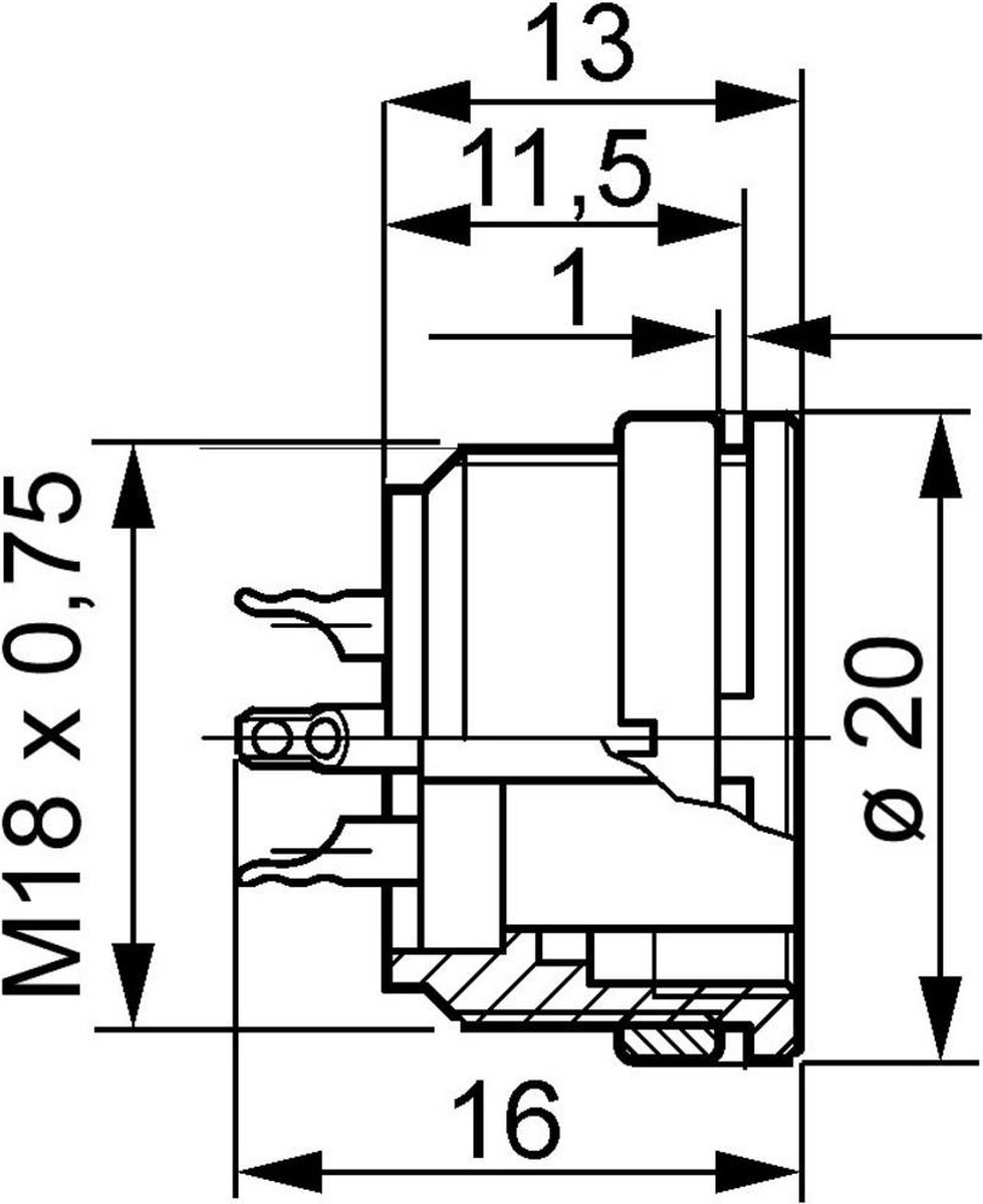 Round connector C091/A Nominal current: 5 A Number of pins: 7 DIN T 3487 000 Amphenol Content: 1 pc(s)