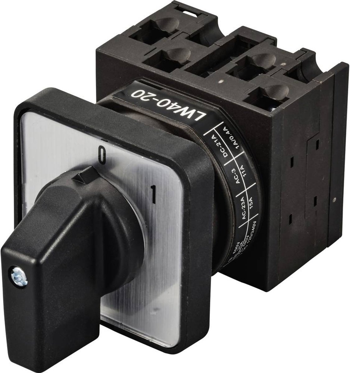 TRU COMPONENTS TC-LW40-20 C04/2A48I Knastomskifter 20 A 690 V 1 x 45 ° Sort, Grå 1 stk