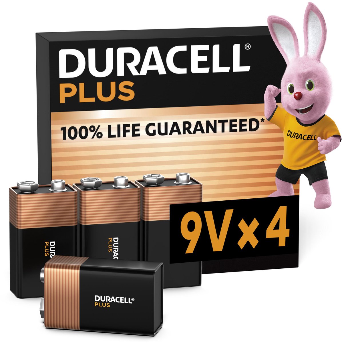 Duracell MN1604 Plus 9 V-blokbatteri Alkali-mangan 9 V 4 stk