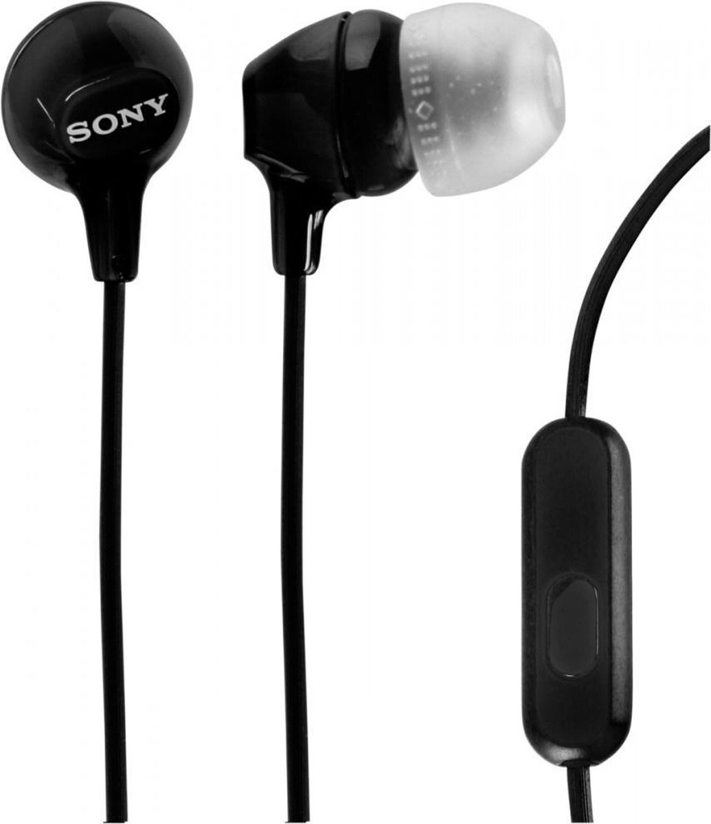 Sony MDR-EX15AP In Ear hovedtelefoner kabelbundet Stereo Sort Headset Mobiltelefon