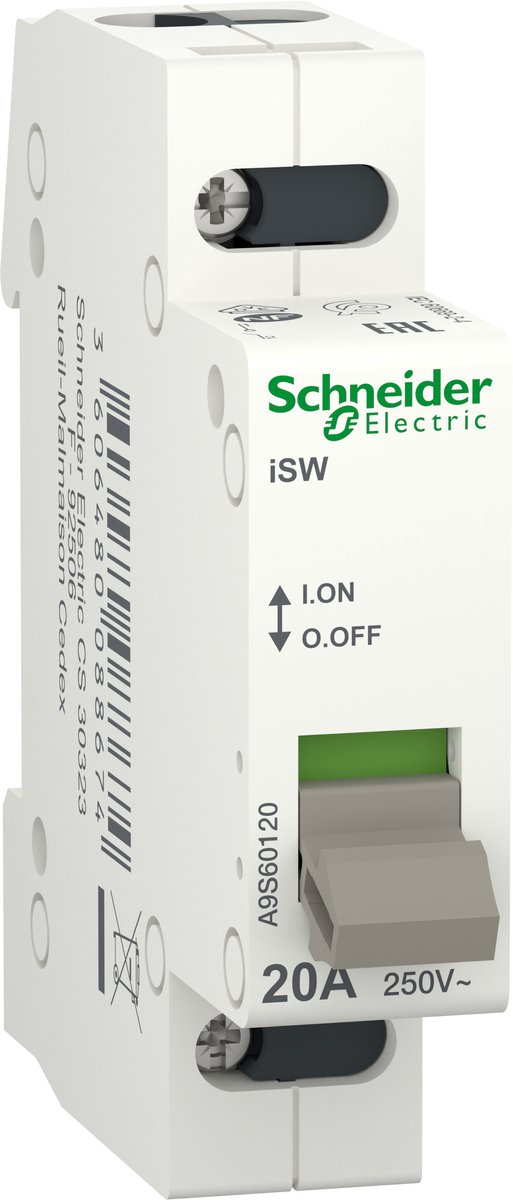 Lastdelekontakt Grå 20 A 1 x sluttekontakt 250 V Schneider Electric A9S60120