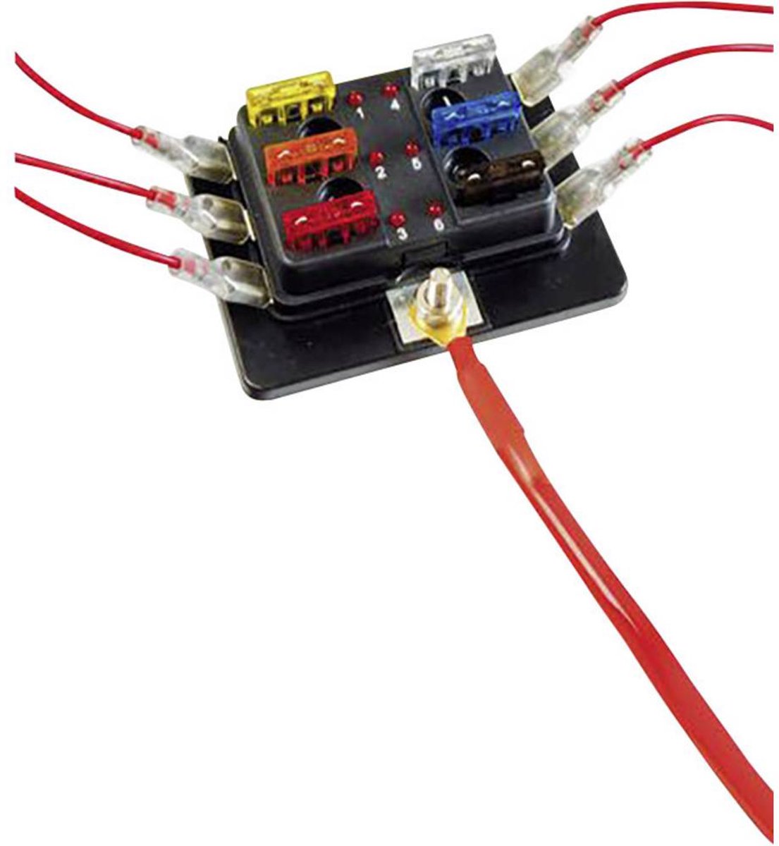 SecoRüt FHA506 LED Strømkredsfordeler Standard fladsikring Poler 6 30 A 1 stk