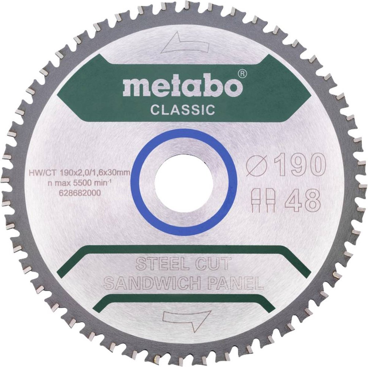 Metabo 628684000 Rundsavblad 190 x 30 mm Antal tænder (per tomme): 48 1 stk