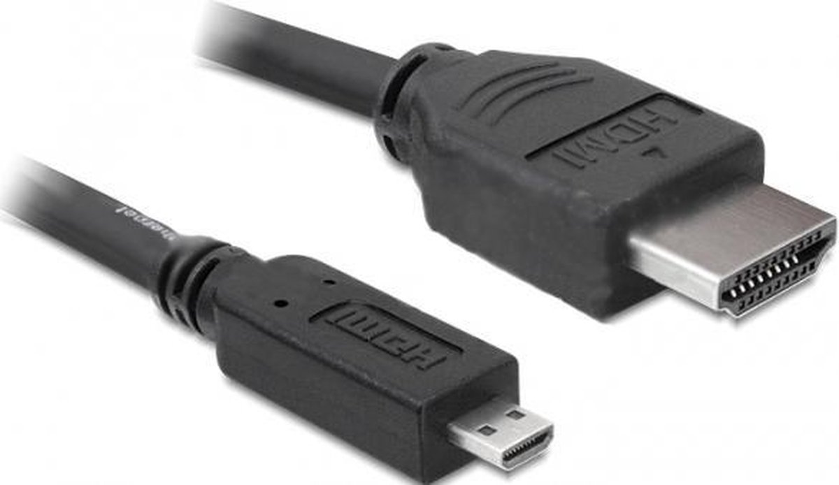 Delock HDMI Tilslutningskabel HDMI-A-stik, HDMI-Micro-D-stik 3 m Sort 82663 4K UHD, forgyldte stik HDMI-kabel