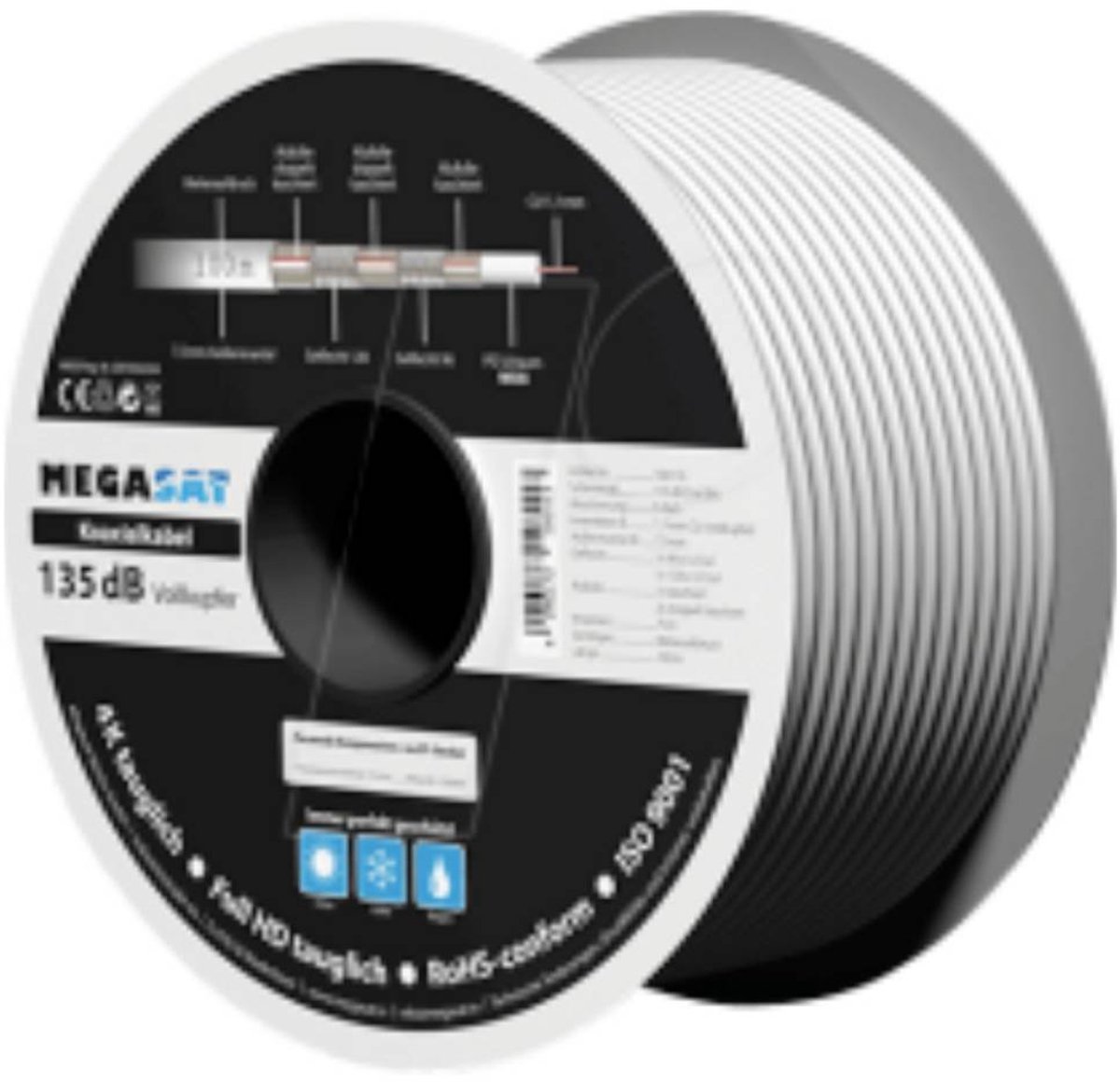 MegaSat 100176 Koaksialkabel Udvendig diameter: 7.0 mm 135 dB 100 m