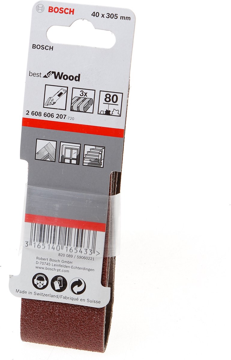 Bosch Accessories 2608606207 2608606207 Slibebånd Kornstørrelse 80 (L x B) 305 mm x 40 mm 3 stk